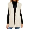 thumbnail image 3 of Swuxness Women's Casual Fleece Jacket, Women Sleeveless Coat, Women Solid Color Blazer Notch Lapel Slim Fitted Office Wear and Casual Outfits Jacket Beige, M, 3 of 5