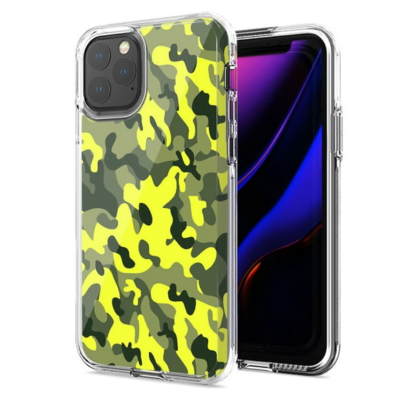 MUNDAZE For Apple iPhone 11 Yellow Green Camo Design Double Layer Phone Case Cover