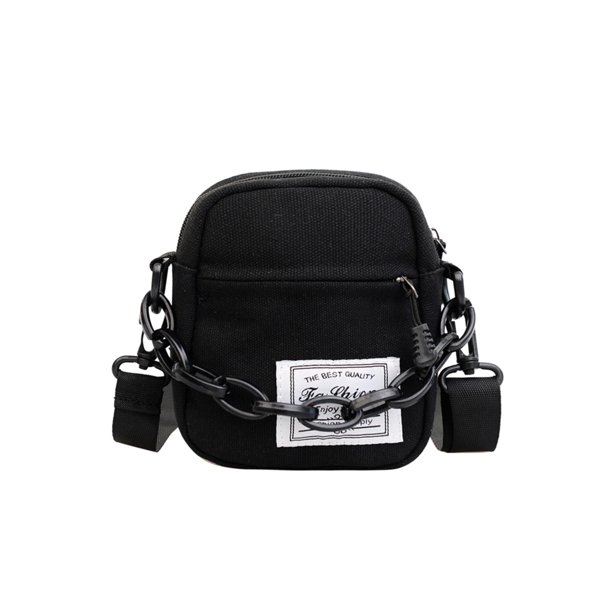 Bolso Bandolera Con Cadena para Mujer Bolso Lona para (negro)