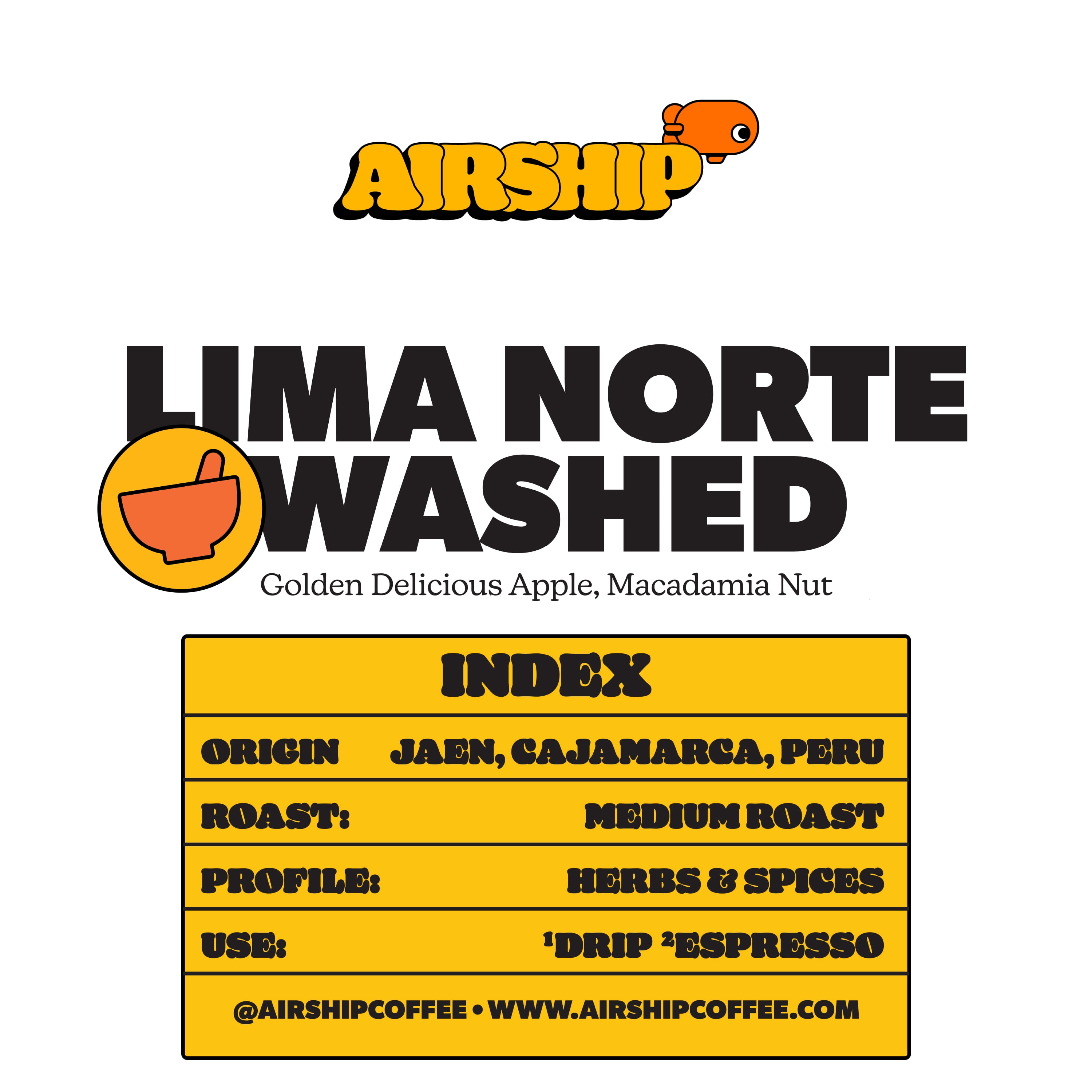 (3 pack) Airship Coffee Peru Lima, Specialty Coffee, Light Roast, Whole Coffee Beans, 8.8 oz, Bentonville
