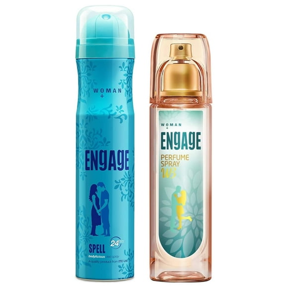 Engage W3 Perfume Spray 120ml, 4.05 Fl.oz. + Spell Bodylicious Deo Spray For Women 150ml, 5.07 Fl.oz. | Skin Friendly Perfume For Girls - Long Lasting Smell | With Citrus & Floral Notes