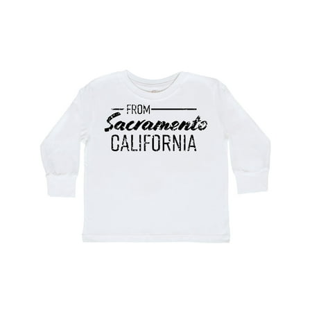 

Inktastic From Sacramento California in Black Distressed Text Gift Toddler Boy or Toddler Girl Long Sleeve T-Shirt