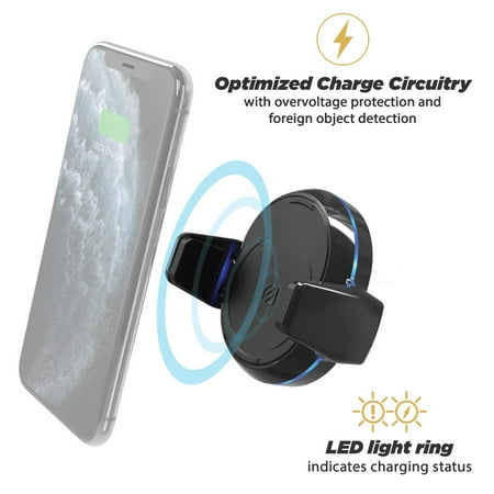 Scosche - MagicGrip Auto-Grip  Wireless Charging Vent Universal Mount for Mobile Phones - Black