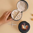 thumbnail image 5 of Yiaed Red And Gray Flame Fox Print Travel Jewelry Case Bridesmaid Gift Boxes Jewelry Travel Organizer Small Round Jewelry Box Mini Storage-Black, 5 of 7