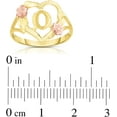 thumbnail image 2 of Floreo 10k Yellow Gold A-Z Letter Initial Ring with Heart and Rose Gold Flower Design, Sizes 4-9, 2 of 4