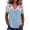 Blue, variant on LiuXxxx Women's Lace Trim Blouse V-Neck Puff Sleeve Dressy Tee Red XXL