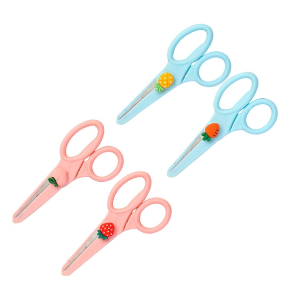 UNOMOR 4pcs Portable Scissors Safety Paper Scissors Multi function Student Scissors for Home