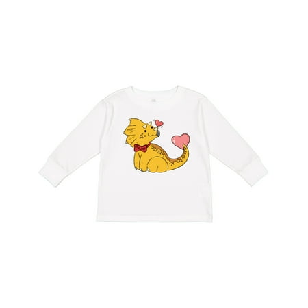 

Inktastic Yellow Triceratops with Red Bowtie and Pink Hearts Gift Toddler Boy or Toddler Girl Long Sleeve T-Shirt
