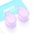thumbnail image 2 of A Pair of Teardrop Lavender Translucent Glass Double Flared Ear Gauge Plug, 2 of 4