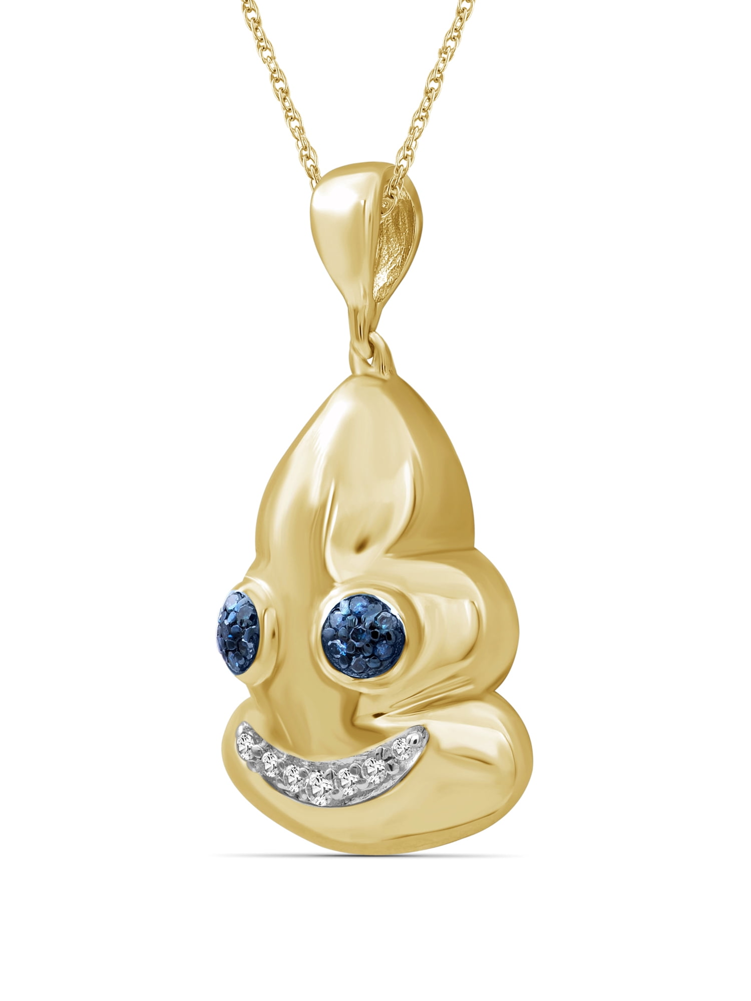 JewelersClub Accent Blue And White Diamond 14K Gold Over Silver Emoji Pendant