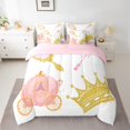 thumbnail image 2 of Manfei Pumpkin Carriage 7-Piece Bedding Comforter Set,Princess Gold Crown King Bedding Sets,Fairy Tale Theme Bed Sheets For Girls,Breathable Home Decor Reversible, 2 of 8