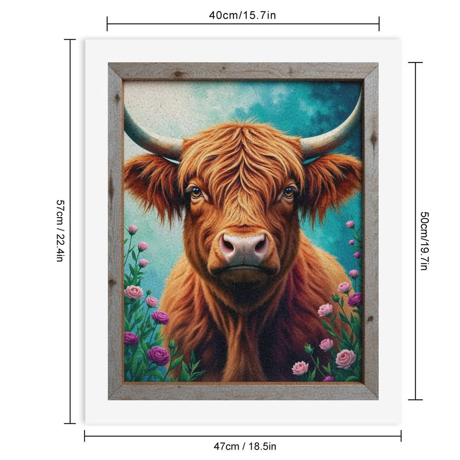 Paint By Numbers Kit for Adults Beginner - DIY Floral Cow Portrait Framed Art Canvas Painting Kits for Adults, Frameless Paint By Number for Adults for Home Wall Decor 16x20 Inch