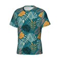 thumbnail image 5 of Vsdgher Tropical Leaves Print Men's Dry Fit Mesh Athletic Shirts Moisture Wicking Tennis T-Shirt Tops, 5 of 9