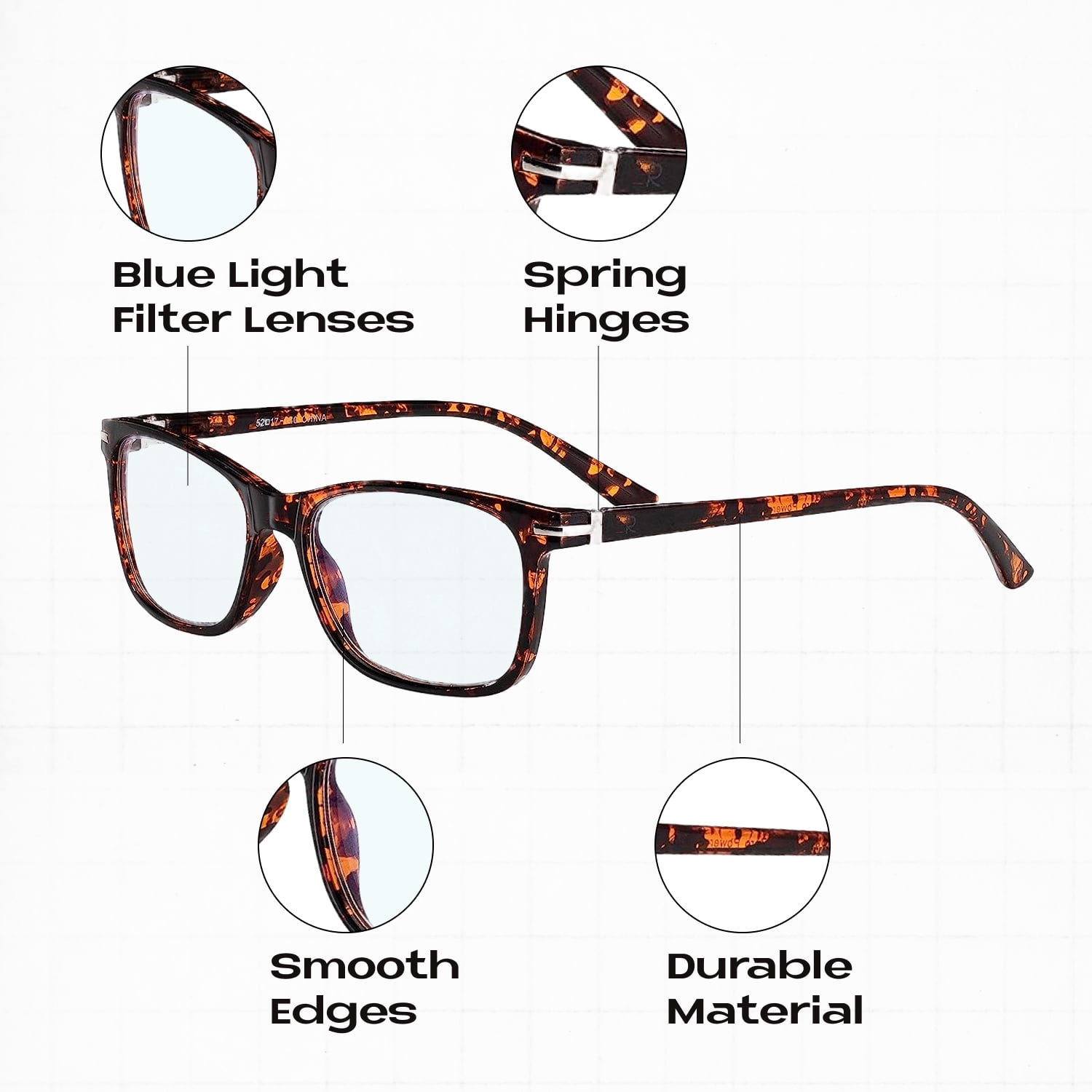 Readerest Blue Light Blocking Reading Glasses Tortoise 125 Magnification Anti Eyestrain