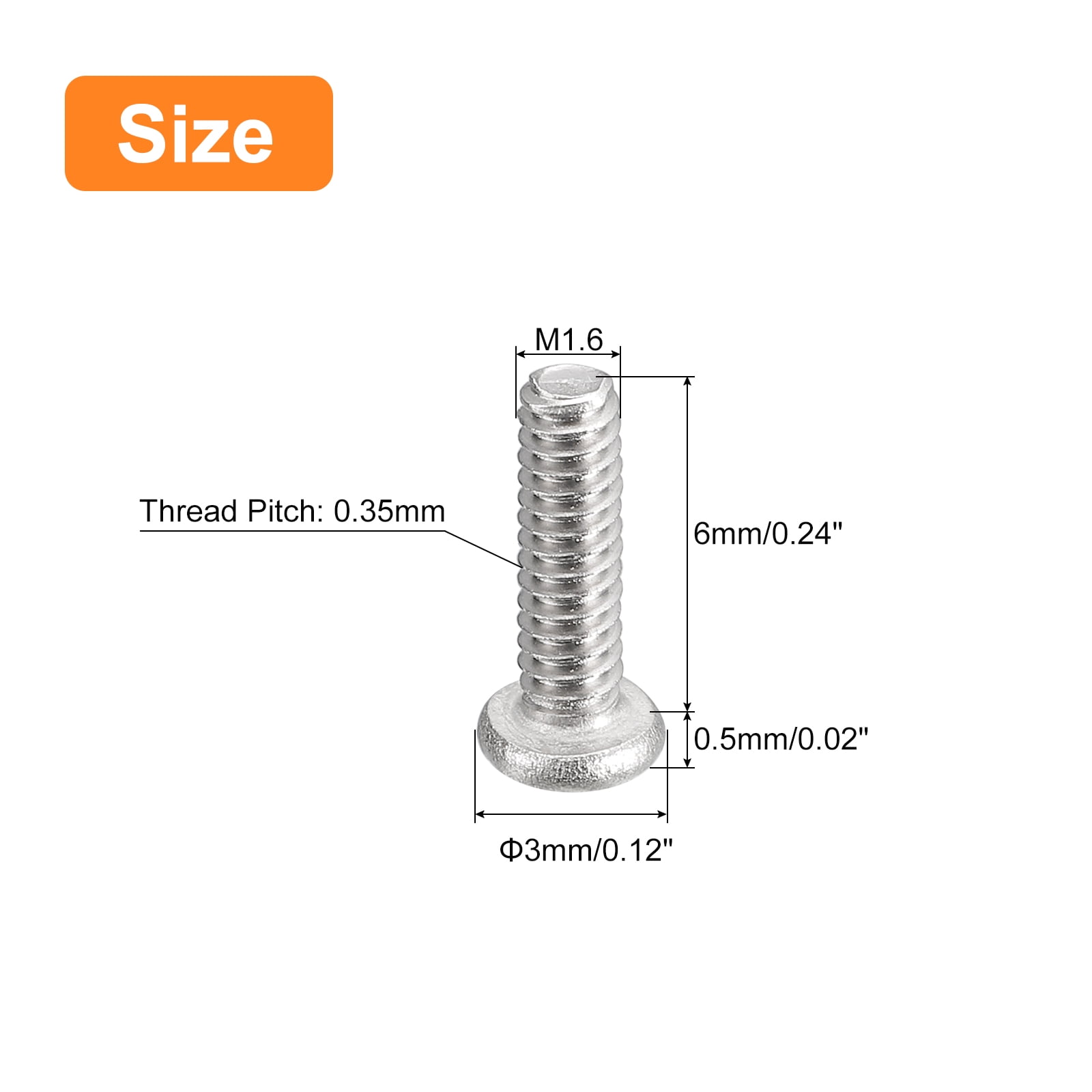Unique Bargains Flat Head Phillips Drive Machine Screws Silver Tone M1.6-0.35 x 6mm