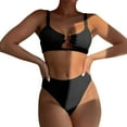 thumbnail image 2 of Pxiakgy bikini sets for women swim suits for women Women's Two Swimsuit High Waisted Cutout Bikini Sets One Shoulder Bathing Suits for 2024 Black + S, 2 of 9