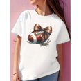 thumbnail image 1 of Girls' Casual Black T-Shirt with Rugby & Bow Print - Comfy Short Sleeve Crew Neck Top, Ideal for Summer Outdoor Activities, Girls Shirts Tee For Adult, Men, Women, Teen, Teenager, Adolescent, Youth, 1 of 4