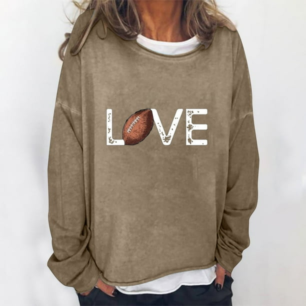 ICHUANYI Clearance Fashion Women Print Long Sleeve Comfortable Breathable Round-Neck Sweatshirt(Khaki, XL) ICHUANYI WER2023081206371