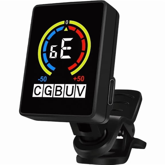 Clip-On Guitar Tuner – Rechargeable High-Precision Tuner for Guitar, Bass, Ukulele & Cello with 360° Rotatable Display