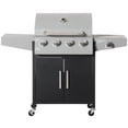 thumbnail image 2 of Outsunny 4 Burner Propane Gas Grill with Side Burner, 48,000 BTU Steel Outdoor Barbecue, Wheels, Warming Rack, Shelf, Cabinet, Thermometer, Silver, 2 of 9