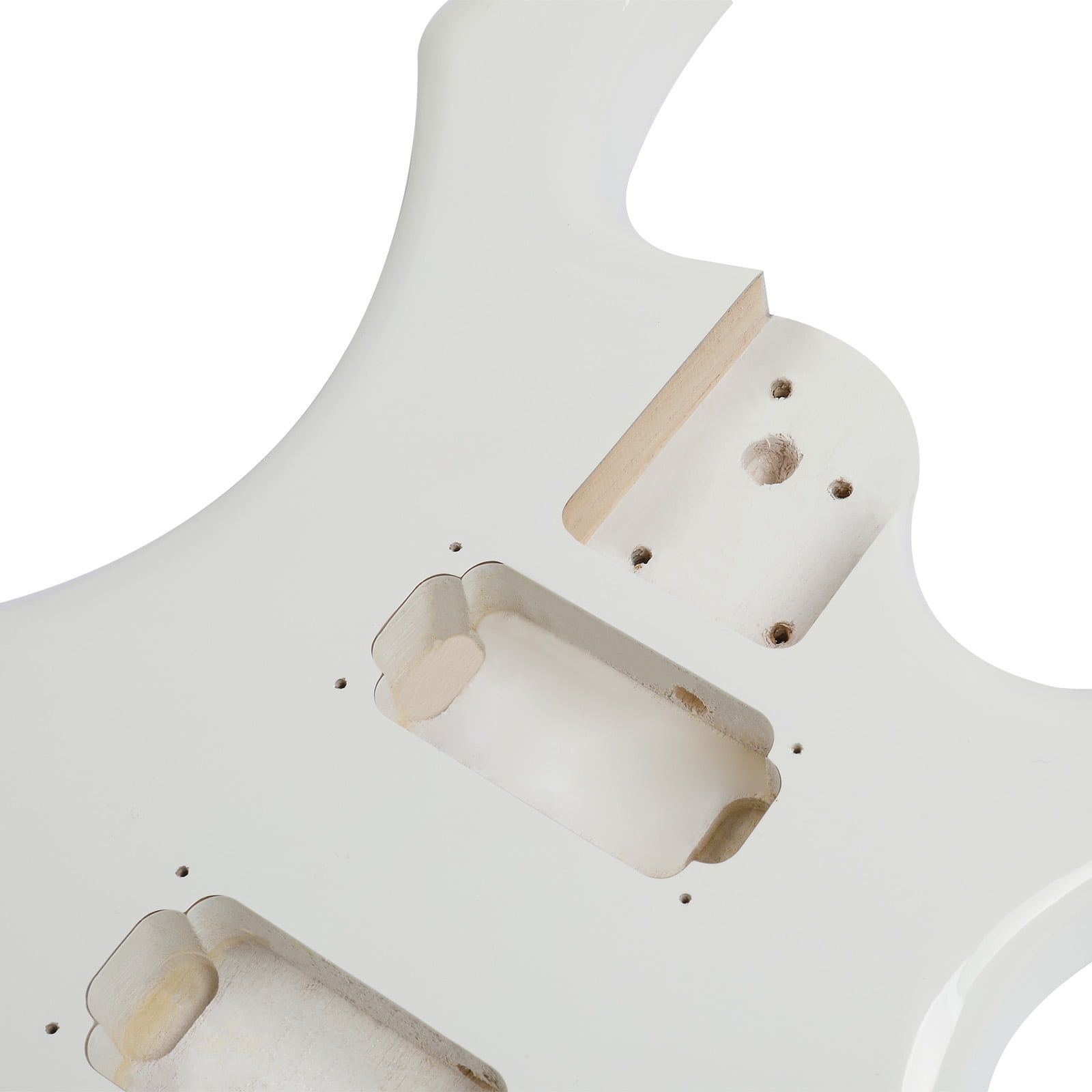 DIY 6 String Flame Shaped Style HSH Electric Guitar Kits with Mahogany Body, Maple Neck and Accessories White
