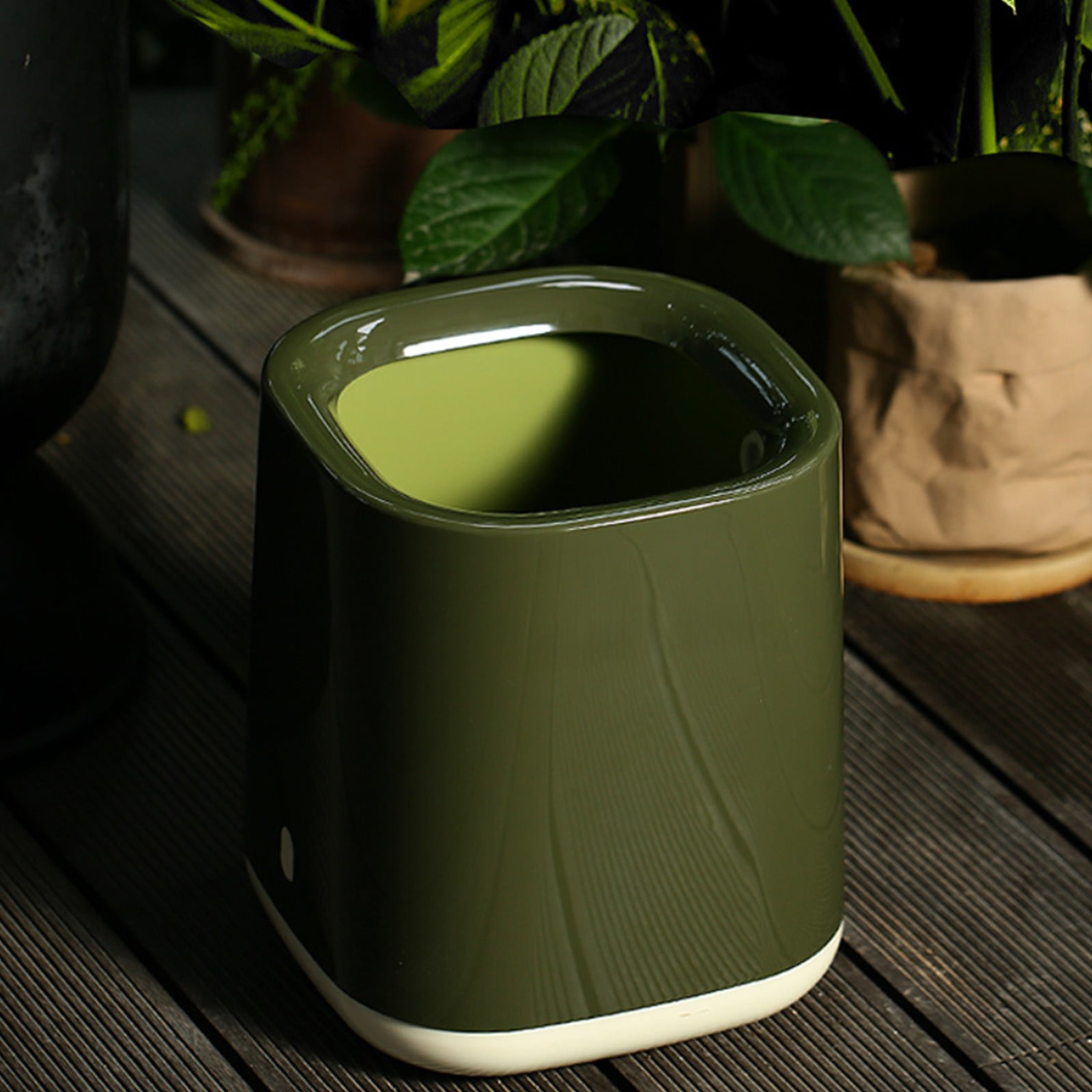 AuroraX Kitchen Trash Can 4.8 Gallon Bedroom Square Touchless Bathroom Office Trash Can -Green