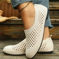 thumbnail image 2 of Beige Womens Casual Mesh Fabric Soft Sole Breathable Round Toe Slip On Flat Shoes For Women Perfect For Outdoor And Indoor Wear All Year Round Size 37, 2 of 7