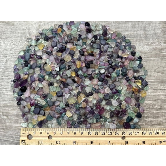 WHOLESALE Natural Semi Tumbled Rainbow Fluorite Gemstone Chips ( 2 oz / 0.125 lb )