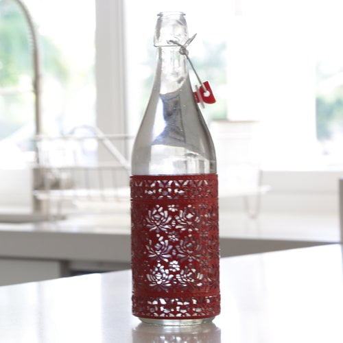 Red Ragalta USA RAG-G-005R Airtight Glass Tabletop Serving Condiment Bottle With Lid