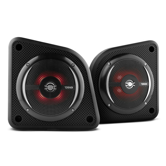 Pair of DS18 6.5" 100W 4 Ohm 2-Way RGB Slim Marine Speaker w/ Enclosure EN6SLIM