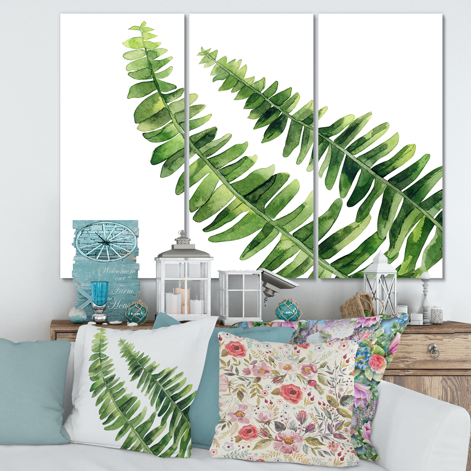 Designart ' Fern Plant Leaves Detail I ' Farmhouse Canvas Wall Art Print