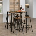 thumbnail image 2 of Costway 5PCS Bar Table & Stools Set Industrial Bistro Set with Wine Rack & Glass Holder, 2 of 9