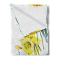 thumbnail image 2 of Daffodil Soft Flannel Fleece Throw Blanket, Spring Flowers Composition for Blossoming Results Natural Print, Cozy Plush for Indoor and Outdoor Use, 60" x 80", Yellow White Red, by Ambesonne, 2 of 5