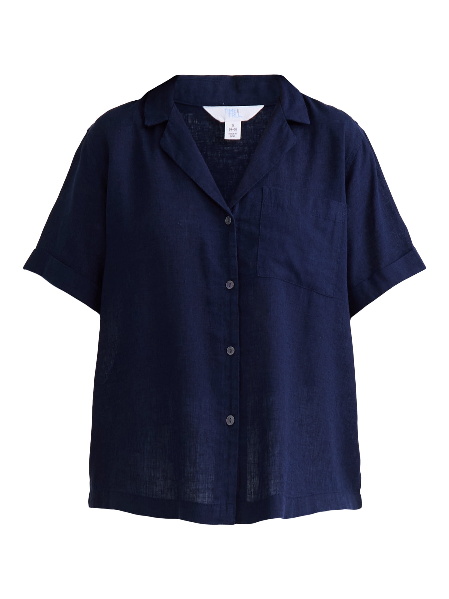 Time and Tru Women’s Cropped Camp Shirt, Sizes XS-XXXL