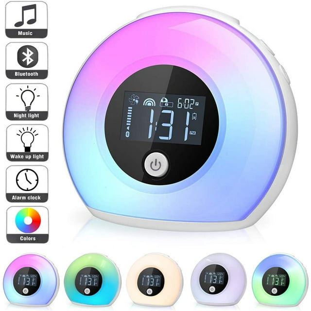 Night Lamp With Bluetooth Speaker, Dimmable Mood Light With Lcd Display / Smart Alarm Clock, 4 Brightness, 5 Color Change, Vibration Sensor Wireless Bed Lamp For Sleep Children Gift