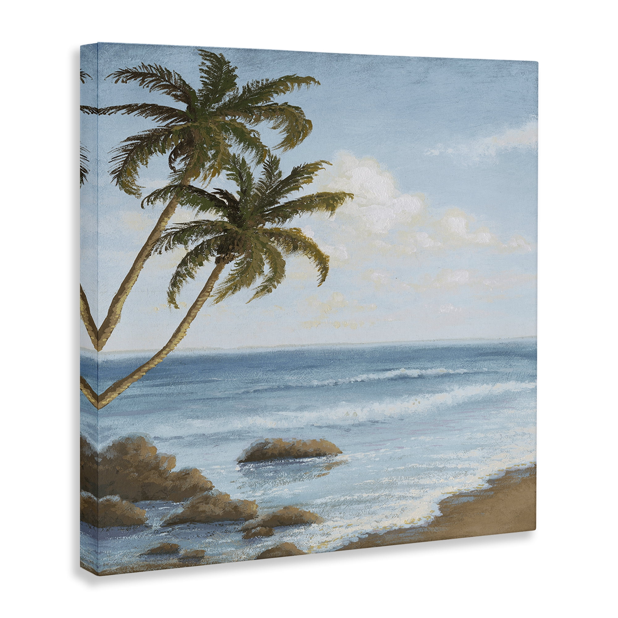 Stupell Industries Palm Trees Looming Beach Coastal Painting Gallery Wrapped Canvas Art Print Wall Art, 30 x 30