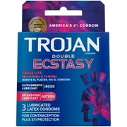 Angle View: Trojan™ Double Ecstasy™ Latex Condoms 3 ct Pack
