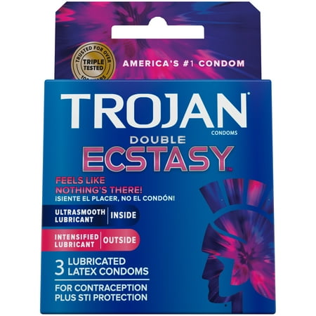 Trojan™ Double Ecstasy™ Latex Condoms 3 ct Pack