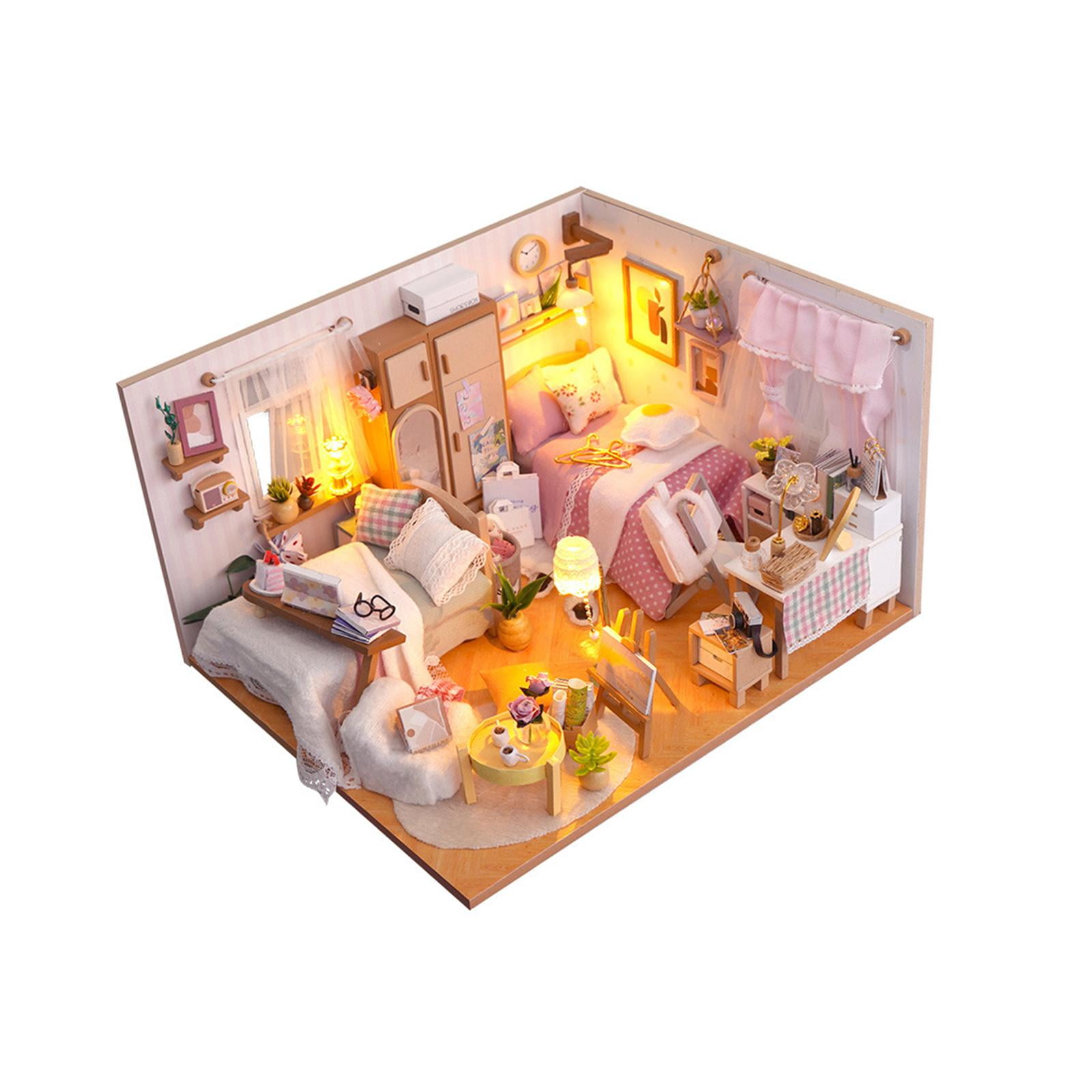 3D Wooden Miniature Dollhouse Kits Easy to Assemble Artwork Doll House Model Walmart