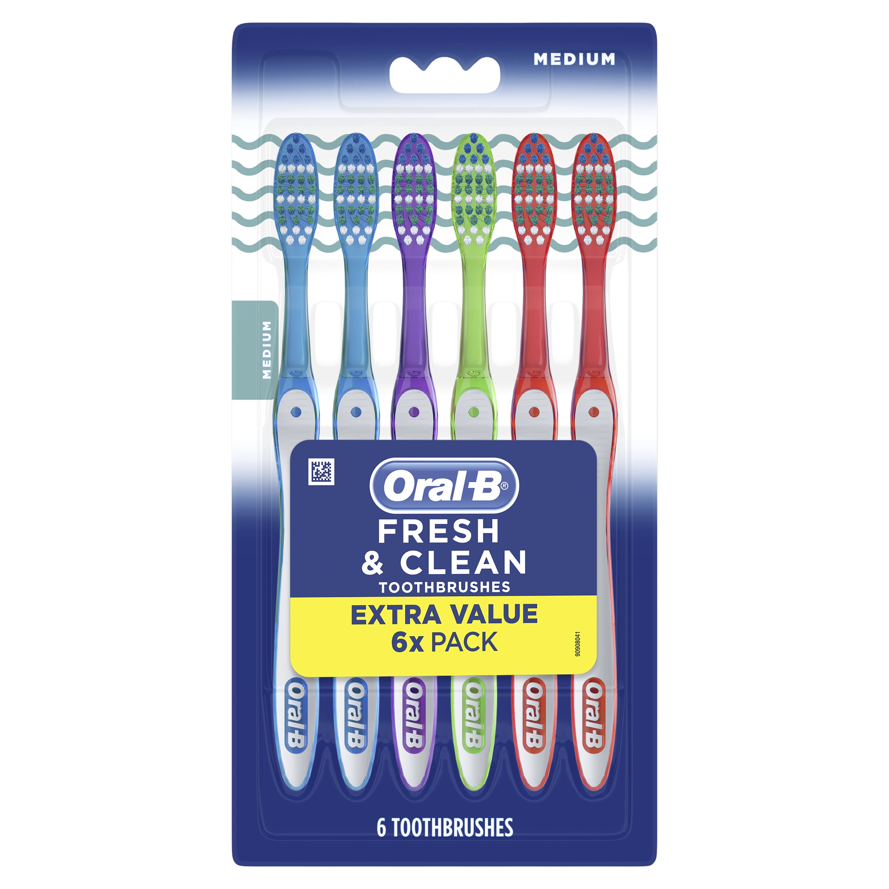 OralB Fresh and Clean Toothbrushes, Medium Bristles, 6 ct Walmart