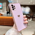 thumbnail image 3 of Compatible with Samsung Galaxy A23 6.6" Phone Case Plating Gold Cute Heart Cover with Camera Protection Soft Silicone Shockproof Bumper for Samsung Galaxy A23 4g/5g Universal (Purple), 3 of 10
