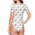 thumbnail image 4 of Daiia winter Snowflake Dachshund print Women's Crew Neck Short Sleeve Bodysuit Fashion Tops Fit Casual Basic Extender Bodysuit-XX-Large, 4 of 9
