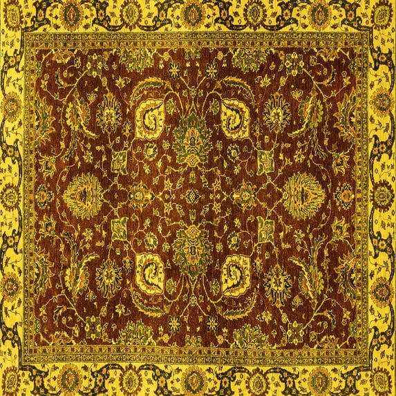 Ahgly Company Indoor Square Abstract Yellow Modern Area Rugs, 3' Square