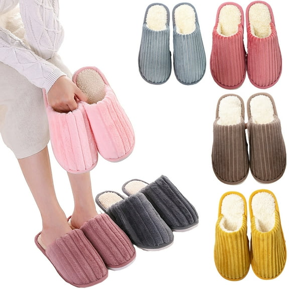 KYAIGUO Fluffy Womens Slippers Soft Warm Men Slipper Slides Anti-Skid Plush House Slippers Indoor Outdoor Thick Sole Slipper