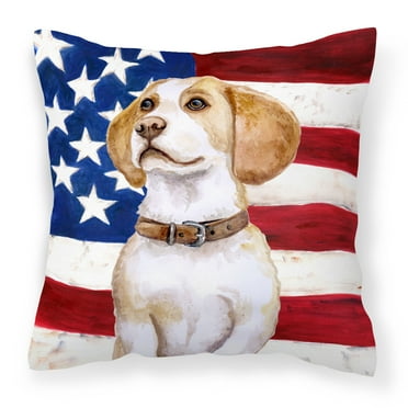 Carolines Treasures BB9686PW1818 Beagle Patriotic Fabric Decorative Pillow  18H x18W multicolor