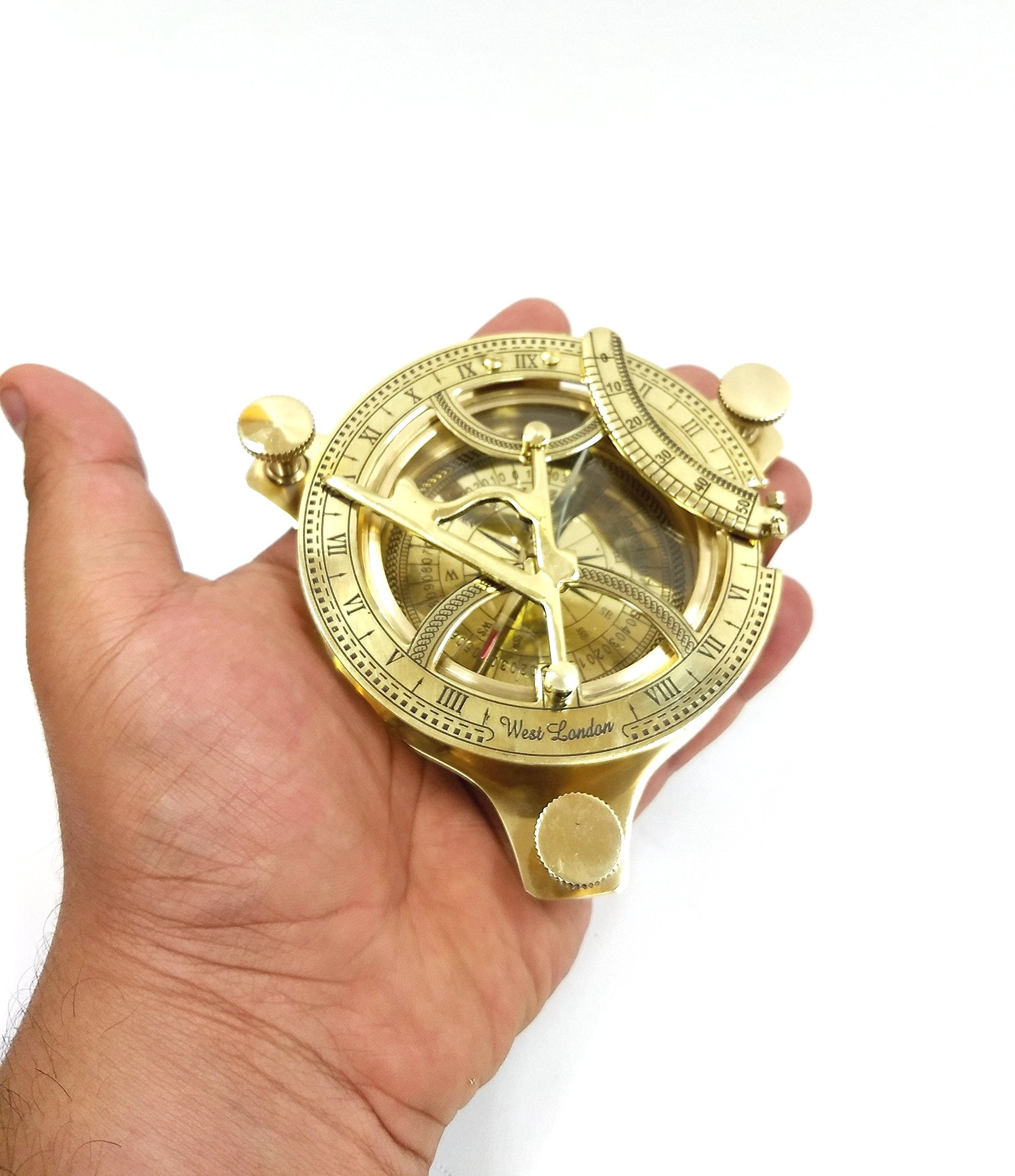india overseas trading corp 4.5" brass sundial compass