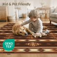 thumbnail image 4 of ODIKA 8'x10' Washable Area Rug Non-Slip Chair-Friendly Mat Waffle Southwestern Boho Tweed Stripes Checkered Durable Door for Dining Room, Large Office, Lounge, 4 of 7