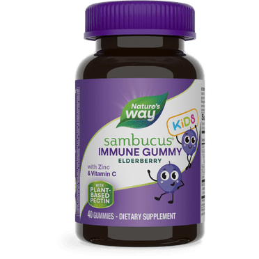 Nature's Way Sambucus Immune Gummies for Kids, with Elderberry Extract, Vitamin C and Zinc, 40 Ct