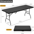 thumbnail image 7 of Dkelincs 6ft Plastic Folding Table Portable Camping Dining Party Table with Carrying Handle, Ratten, 7 of 7