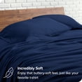 thumbnail image 3 of Bare Home Organic Jersey Sheet Set - 100% Organic Cotton - Deep Pocket - 4 Piece - Full, Dark Blue, 3 of 8
